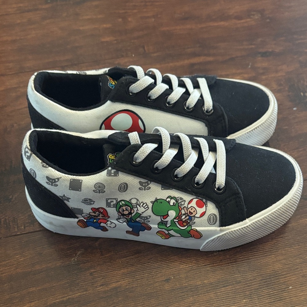 Nintendo Black and White Super Mario Kids Sneakers